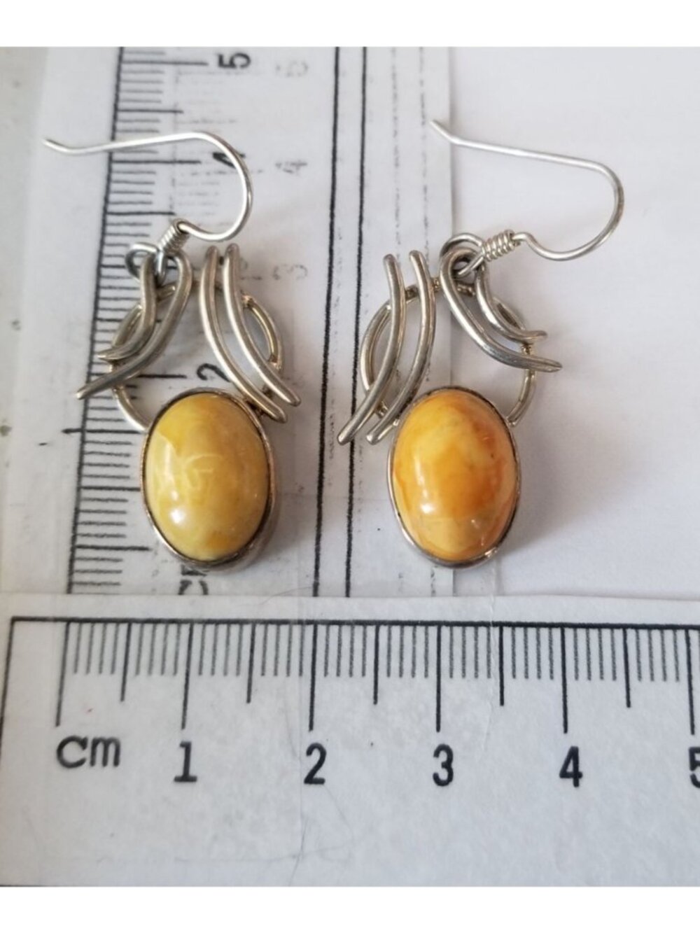 Earrings Butterscotch Amber 7.2 Gr Silver 925  7.2 gr  3 cm x 2 cm Stone 1 cm x